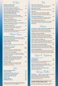 Hotel Victoria Main Menu 2024