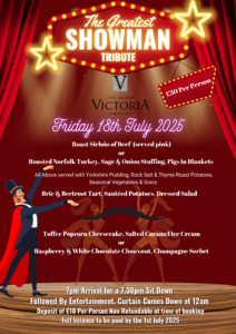 Greatest showman menu 2025 Hotel Victoria