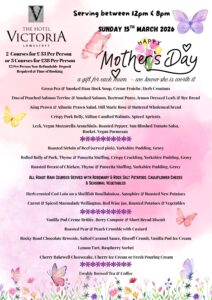 Mother's day Menu 2026 Hotel Victoria